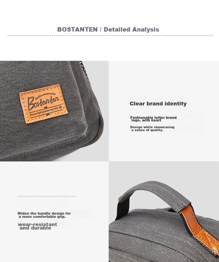 BOSTANTEN Men's Backpack, High School And College Student Bookbag, Trendy Backpack, Large Capacity Laptop Bag for Men And Wome 12