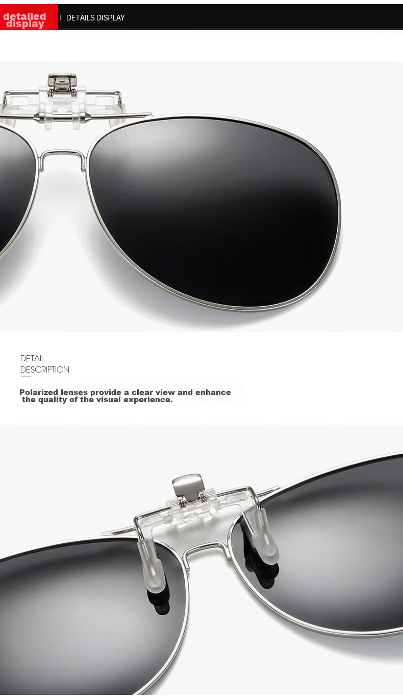 LOVECRAFT Myopia-Specific Sunglasses Clip-Ons for Driving, Polarized Clip-Ons for Black Frames - Night Vision Lenses, Sunglasses with UV Protectio 22