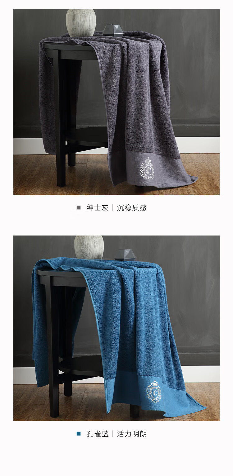Canasin Five-Star Hotel Pure Cotton Large Bath Towel, Crown Embroidery, Thickened Absorbent Bath Towel for Men And Women, White, 150*80cm 13