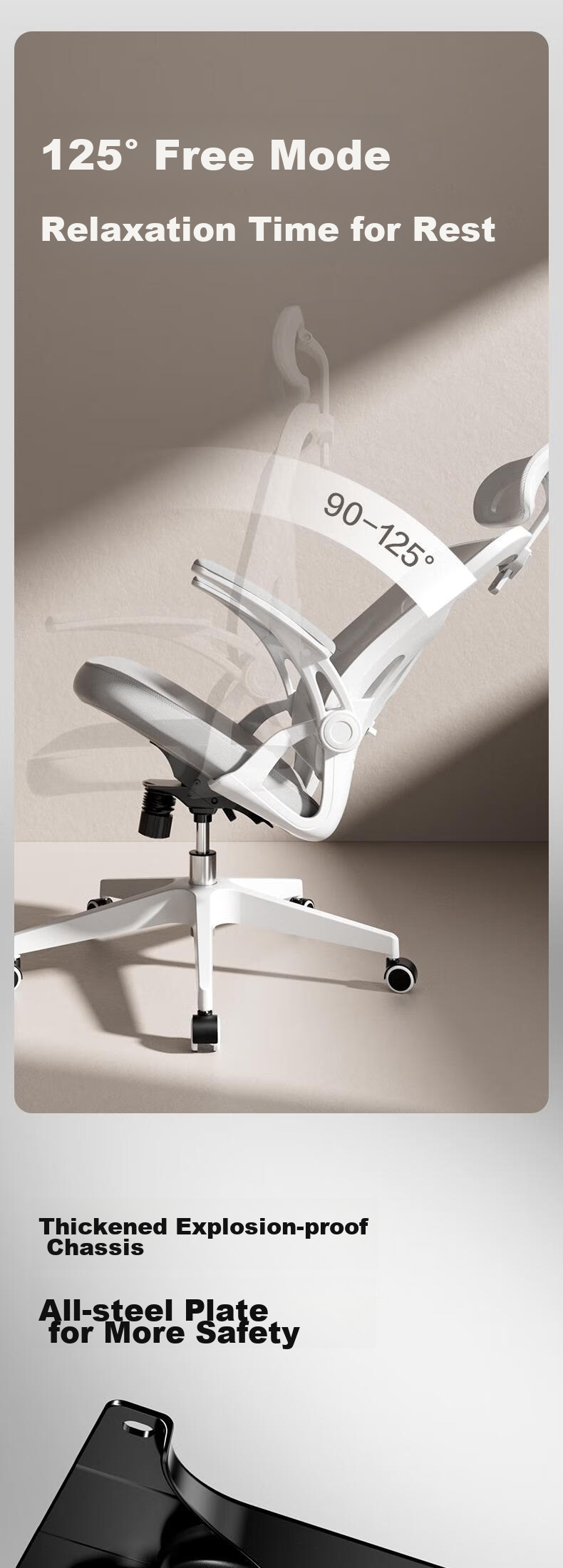 Deli KF269 Ergonomic Chair with Folding Armrests, Adjustable Lumbar Support, Black 4
