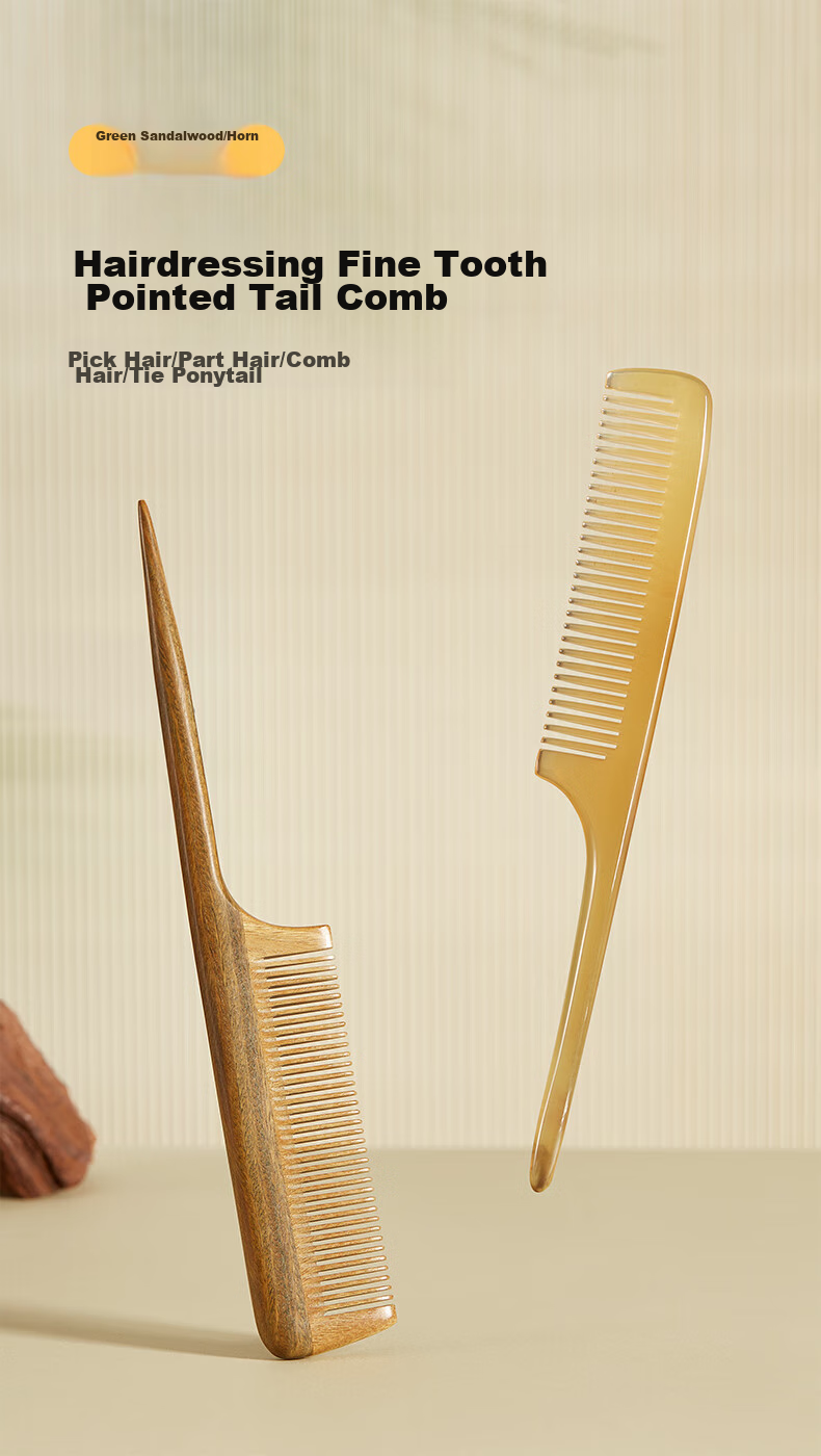 Chuxin Natural Sheep Horn Comb, Pointed Tail Comb with Fine Teeth, Dense Comb for Parting Hair, Braiding, Children, Girls, Women, Specialized Comb for Ladies, Baby Comb 1