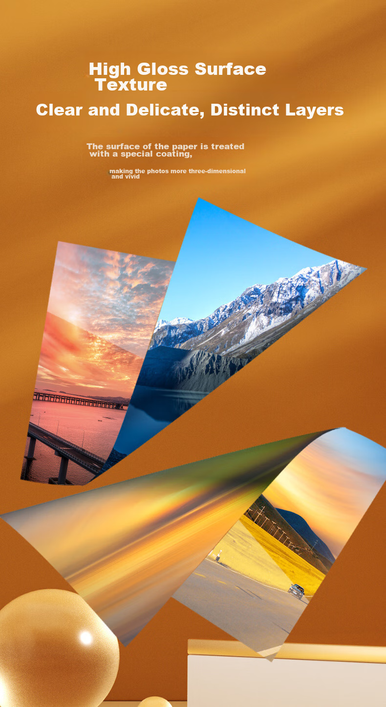 Youbili High-Definition Photo Printing Paper 240g, Photo Paper 7-Inch Color Inkjet Photo Paper 5R, 50 Sheets/Pack, 7153 5