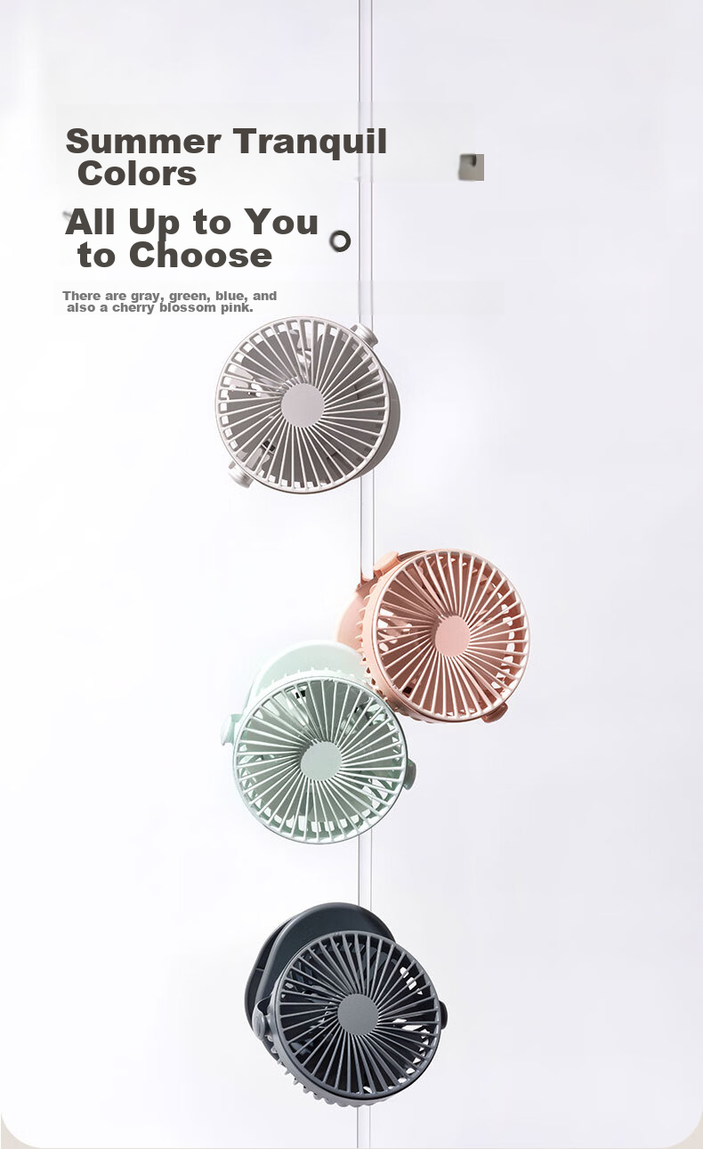 SOLOVE F3 Desktop Mini USB Clip-On Fan, Portable Handheld Car-Mounted Clip-On Fan for Student Dormitory, Office, Bedside, Stroller, Cloud Blue 10