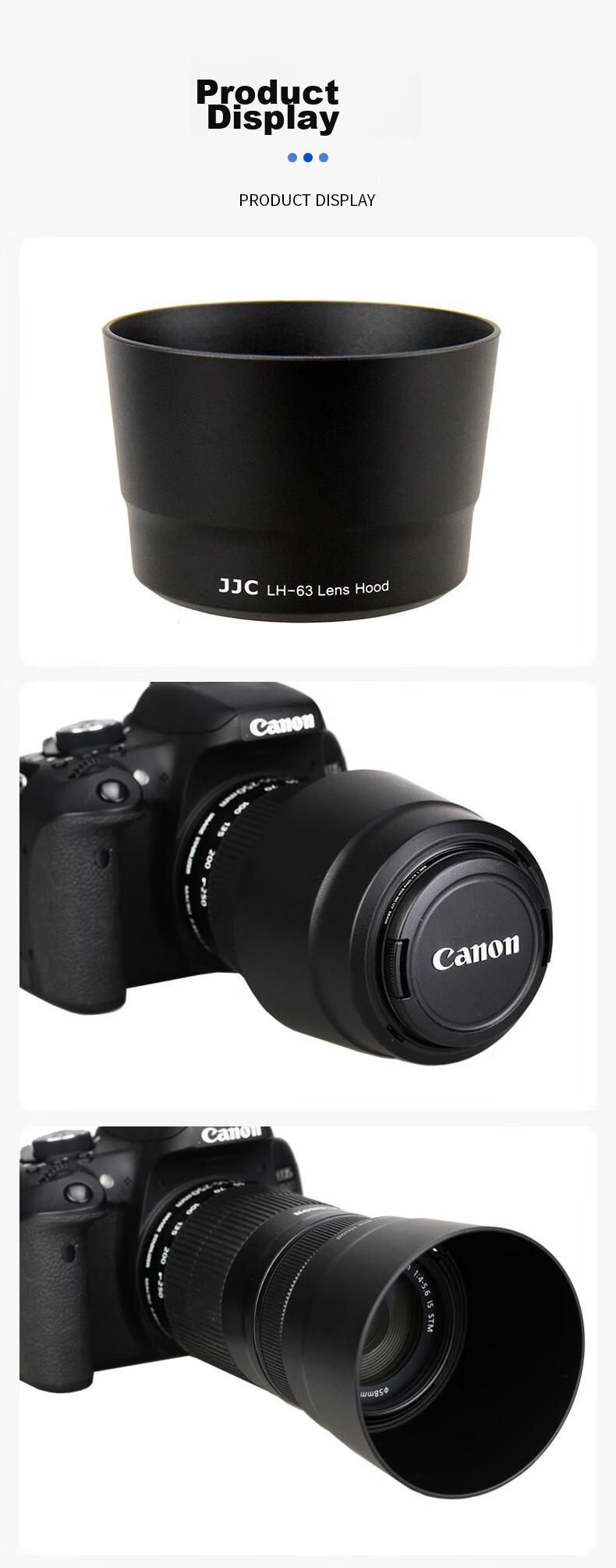 JJC Lens Hood for Canon EF-S 55-250 IS STM, 58mm Lens, Compatible with 80D, 90D, 200D II, 700D, 800D DSLR Cameras, Accessory ET-63 7