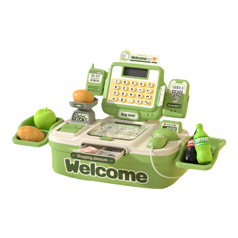 Xinge Children's Toy Multifunctional Cash Register, Simulated Checkout Counter, Supermarket Shopping Scenario Simulation, Weighing Pretend Play Toy
