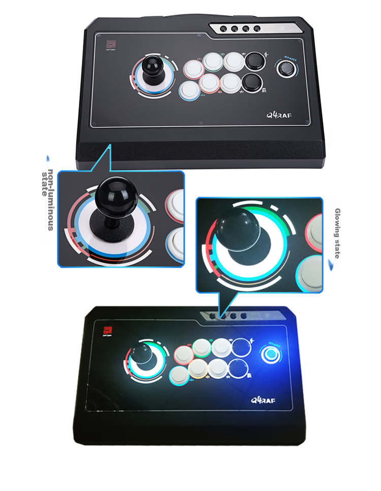 QANBA Q4-QS 4-In Heavy-Duty Arcade Joystick Game Controller Square And Round Dual-Use Compatible with Phones, Switch 2, PC, PS3, Steam Games Street Fighter 6 Iron Fist 8 97 6