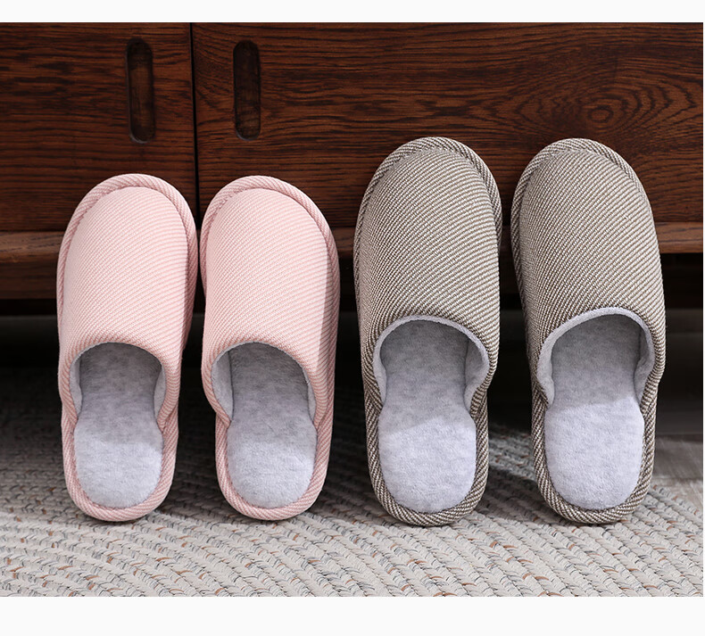 GUOLUOFEI Japanese-Style Large Size Cotton Slippers for Men And Women, Spring Autumn Winter Indoor Home Wooden Floor Couple Warm Slippers, Green, Size 36-37 12