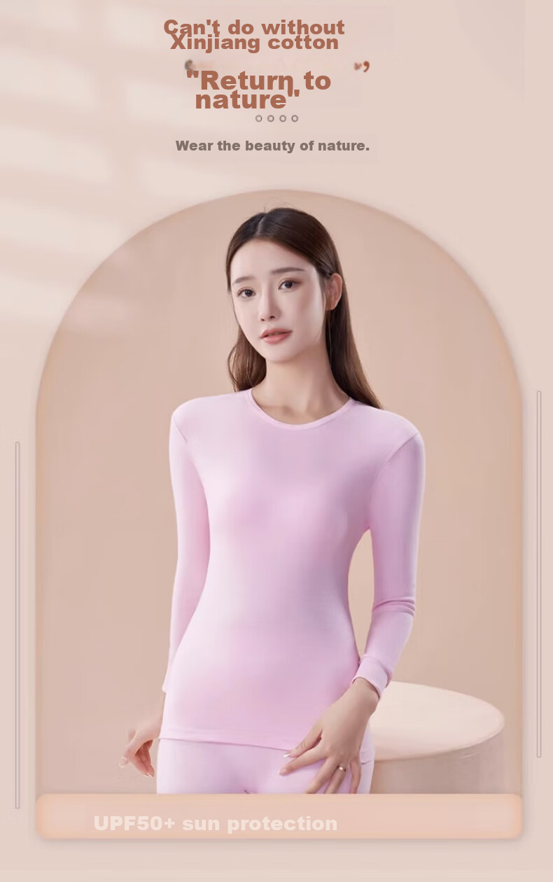 LangSha Women's Autumn Underwear Set, 100% Pure Cotton, 7A Antibacterial And Anti-Mite, Thin Cotton Thermal Underwear 3