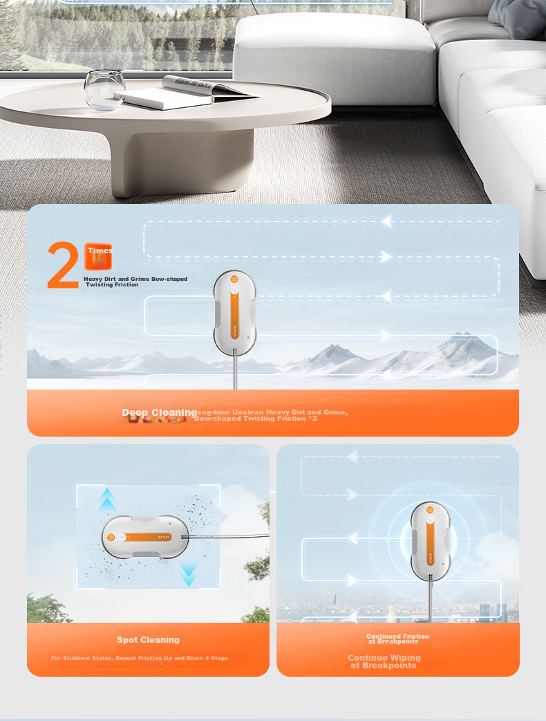 SATUO Lite Window Cleaning Robot, Automatic Water Spray Wet Wiping, No Edge Cleaning, Glass Cleaning Robot, Water Spray And Wipe Window Cleaning Device 11
