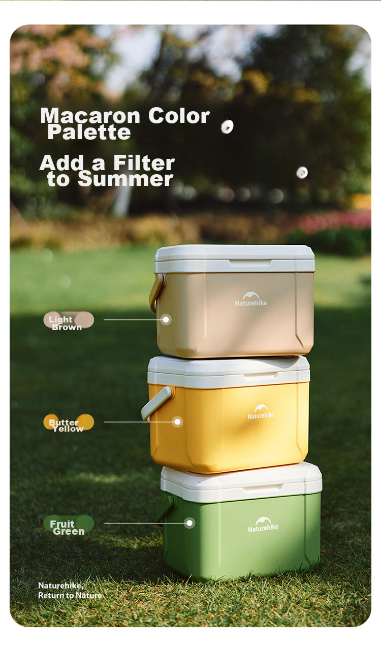 Naturehike Insulated Cooler Box, Ice Storage Box, Outdoor Camping Cooler, Portable Car Refrigerator, Large Capacity 18L 14