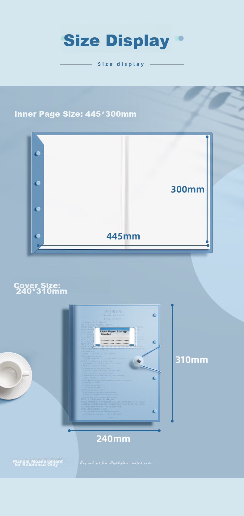 Jinzhi A3 Exam Paper Folder with 60 Pages, Large Capacity to Hold 120 Sheets of Student Exams, PP Material, Includes Subject Stickers, Taro Pink Color, for Exam Season Paper Organizatio 11