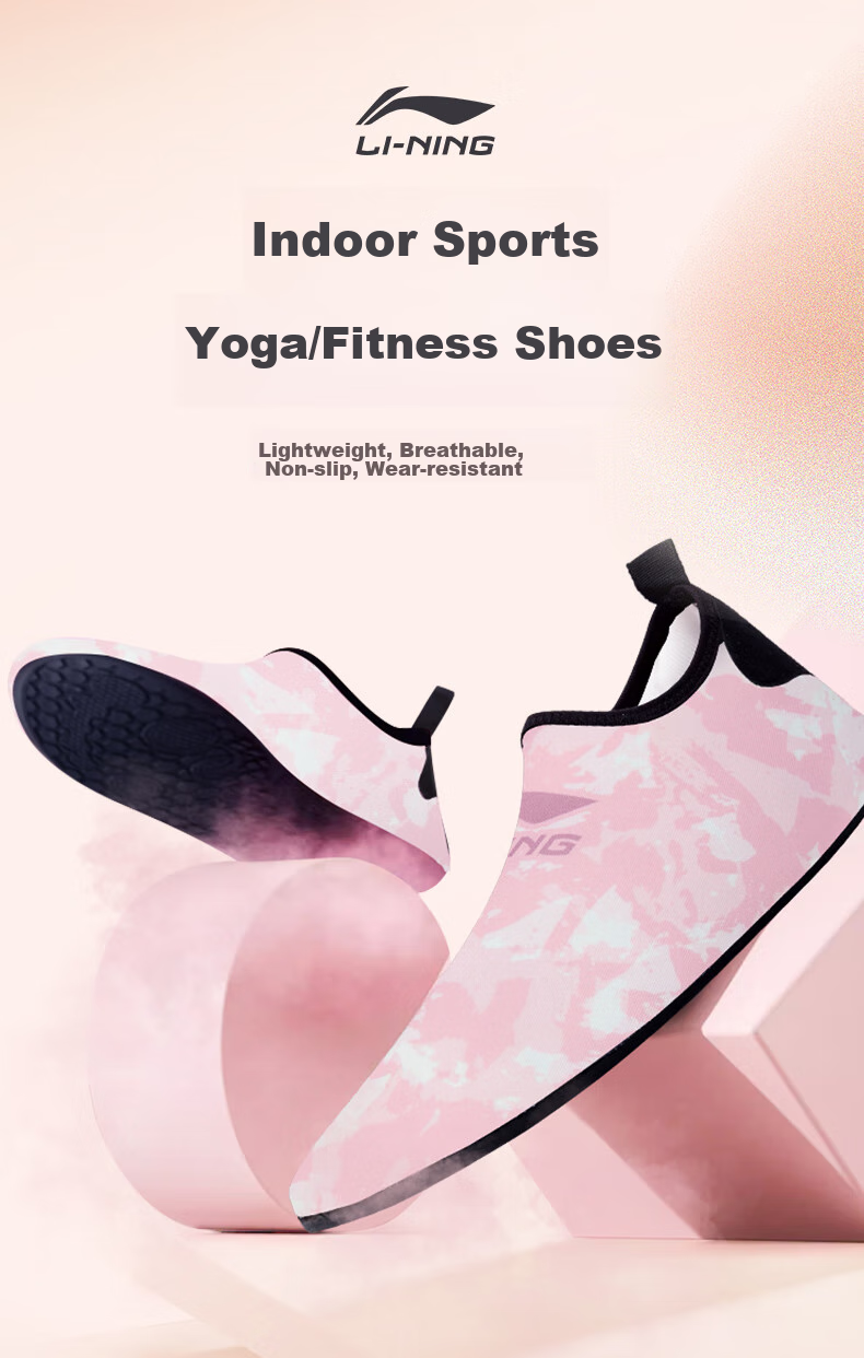 Li-Ning Indoor Sports Yoga Shoes for Men And Women, Fitness Training Soft-Soled Non-Slip Aerobics High-Elasticity Comfortable Quick-Drying Breathable Lightweight 1