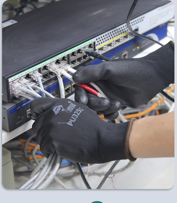 Xinyuechanghui PU Coated Gloves, 12 Pairs/pack, Nylon Work Gloves, Non-Slip Wear-Resistant Protective Work Gloves, Black L Size, PU508 18