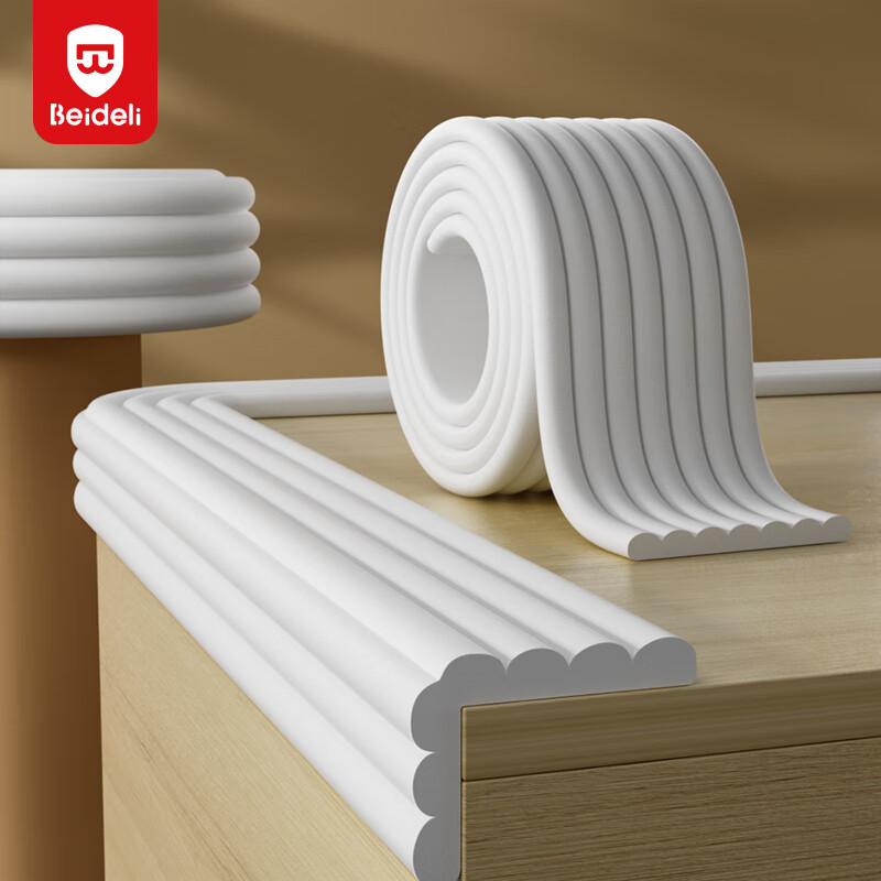 BEIDELI Multifunctional Anti-Collision Strip for Baby Furniture, Cabinet Corner Guard, Protective Edge Strip, No Glue Required, W-Shaped White, 4 Meters
