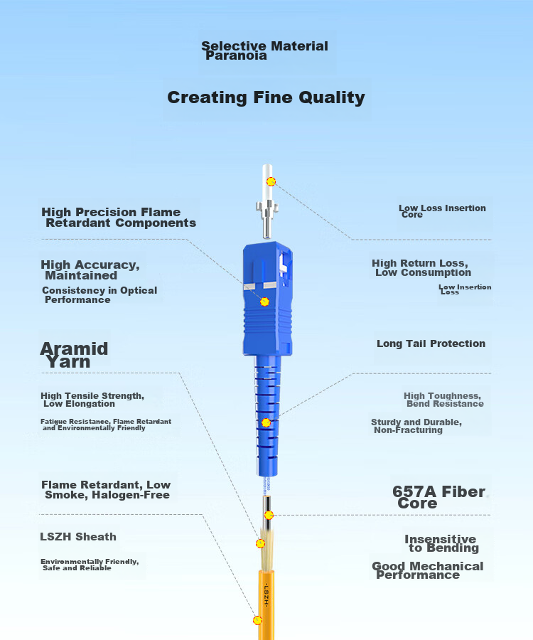 BOYANG Telecom-Grade Fiber Optic Patch Cable SC-SC (UPC), 5 Meters, Single-Mode Single-Core (9/125 2.0), Flame-Retardant Low-Smoke Zero-Halogen Fiber Optic Cable, Pigtail SC-SC BY-501S 6
