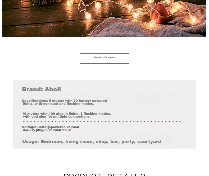 Abaoli LED String Lights Birthday Colorful Flashing Lights for Room Bedroom Dormitory Yard Outdoor Decoration Tent Camping Light Strip 10