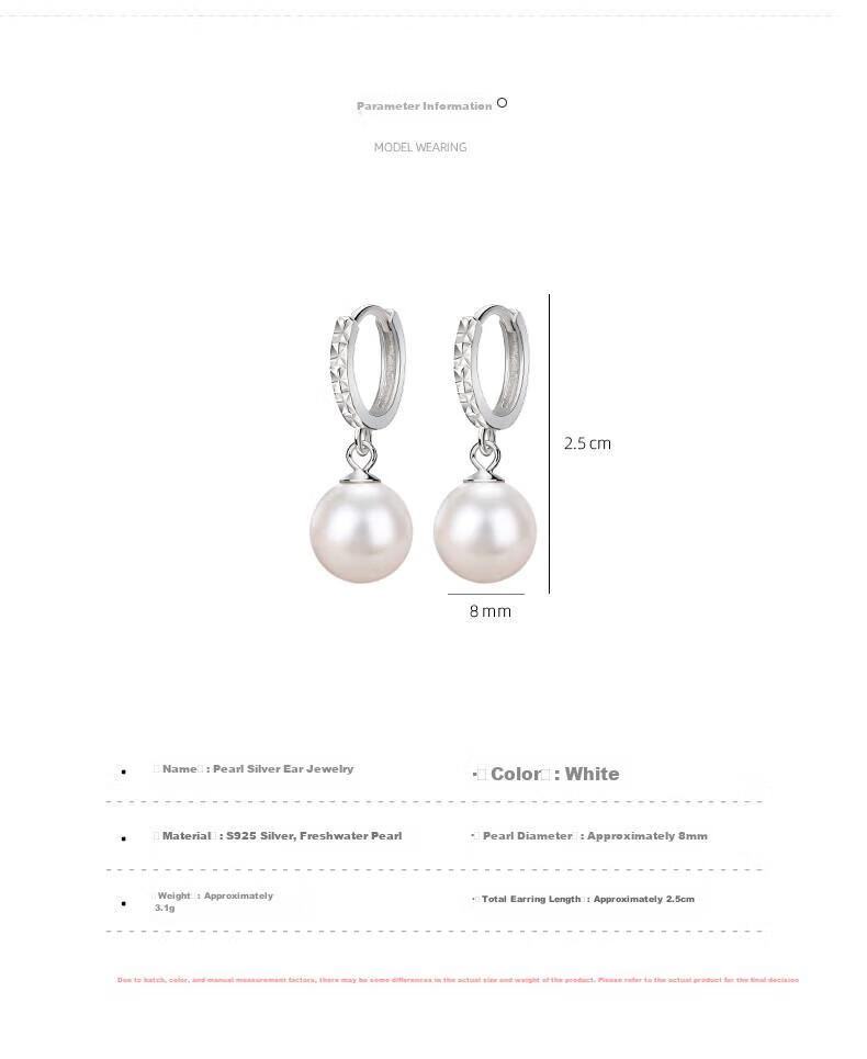 Qlady 925 Silver Freshwater Pearl Earrings for Women, Luxury Silver Jewelry Pearl Earrings Studs Clasp, Birthday Gift for Mom Or Wife 2
