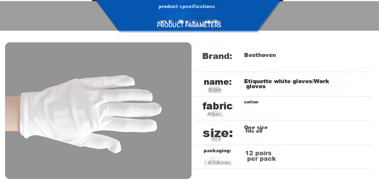 Beifute White Cotton Gloves, Breathable Driving Gloves, Thin Work Gloves for Antiques, Jewelry Handling And Performance, Thickened And Enlarged Version, 6 Pairs 8