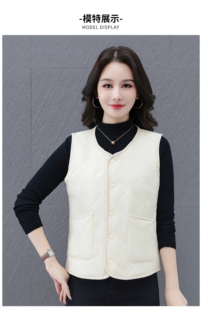 Woodpecker Women's Wool Vest Outerwear 2025 Autumn Winter New Lightweight Thickened Warm Vest for Moms Black XL 2