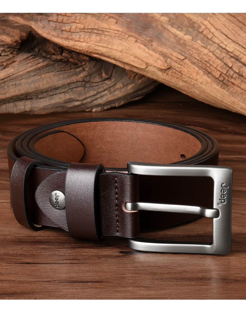 JEEP Men's Genuine Leather Belt Casual Pin Buckle Waist Belt Practical Birthday Gift for Boyfriend Husband Dad 12