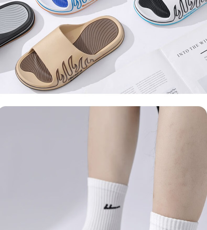 Huili Sports Slippers for Men, Indoor And Outdoor Wear, Non-Slip, Lightweight Sandals, HL39561, White And Black, Size 44-45 15