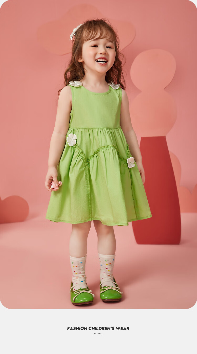 ASK JUNIOR Girls' Summer Dress, Children's One-Piece Dress, Toddler Fresh Spaghetti Strap Dress, Vacation Princess Dress 4