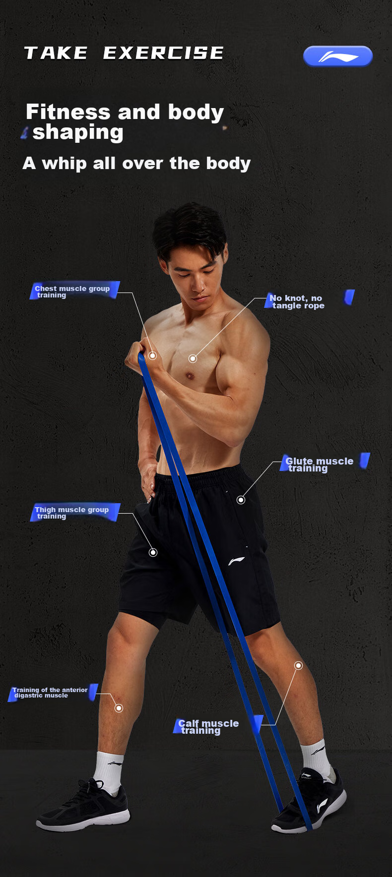 Li-Ning Elastic Resistance Band, Pull-Up Assistance Band, Fitness Shoulder Opener, Leg And Chest Muscle Stretching Band, Strength Training Rope 4