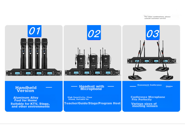 SAST OK-79 Wireless Microphone System with One Transmitter And Four Receivers, Handheld Teaching Microphone, U-Segment Microphone for Engineering Meetings And Large Conferences, Dynamic Microphone for Conference Rooms 4