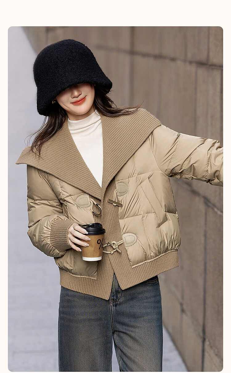 Dme [Mikero Warm Oxygen Bar] Winter Lightweight High-Heat Retention 90% Duck Down Ribbed Lapel Short Women's down Jacket 2