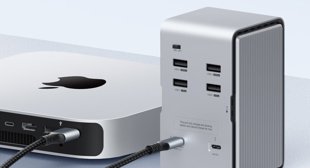 Hagibis Desktop Expansion Dock, Type-C Hub, USB Multi-Port Adapter, Hard Drive Enclosure, M.2 Thunderbolt 5/4 Compatible, Suitable for Apple Mac Laptops, HUB Splitter 18