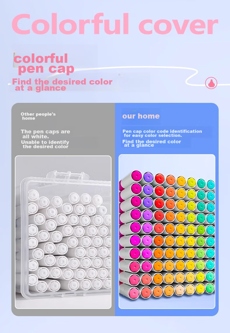 Shuxing 60-Color Acrylic Markers for Children, Non-Bleeding Watercolor Pens, Stackable Colors, Heart-Shaped Design for Elementary School Students, Art-Specific 24/36/48 Color Paint Brushes, Brite Turquoise Set Water-Based 10