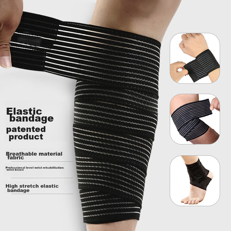 Chidong Knee Support Elastic Bandage, 2-Pack, Deep Squats Fitness Training Wrap Fixation Elastic Knee Support Calf Bandage, 1.58m