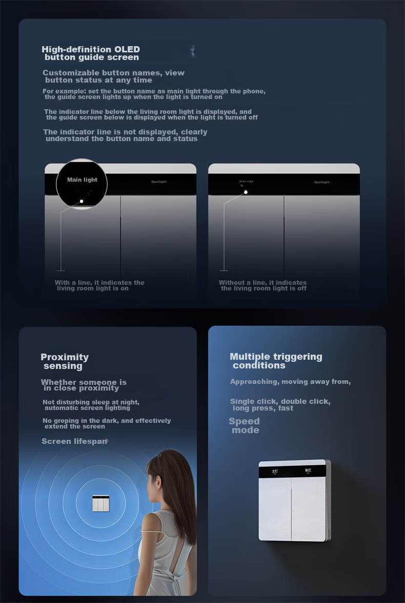 Linptech Smart Screen Switch E2 Lite Customizable Button Names Integrated with Mijia APP Zero Fire Three-Button White 2