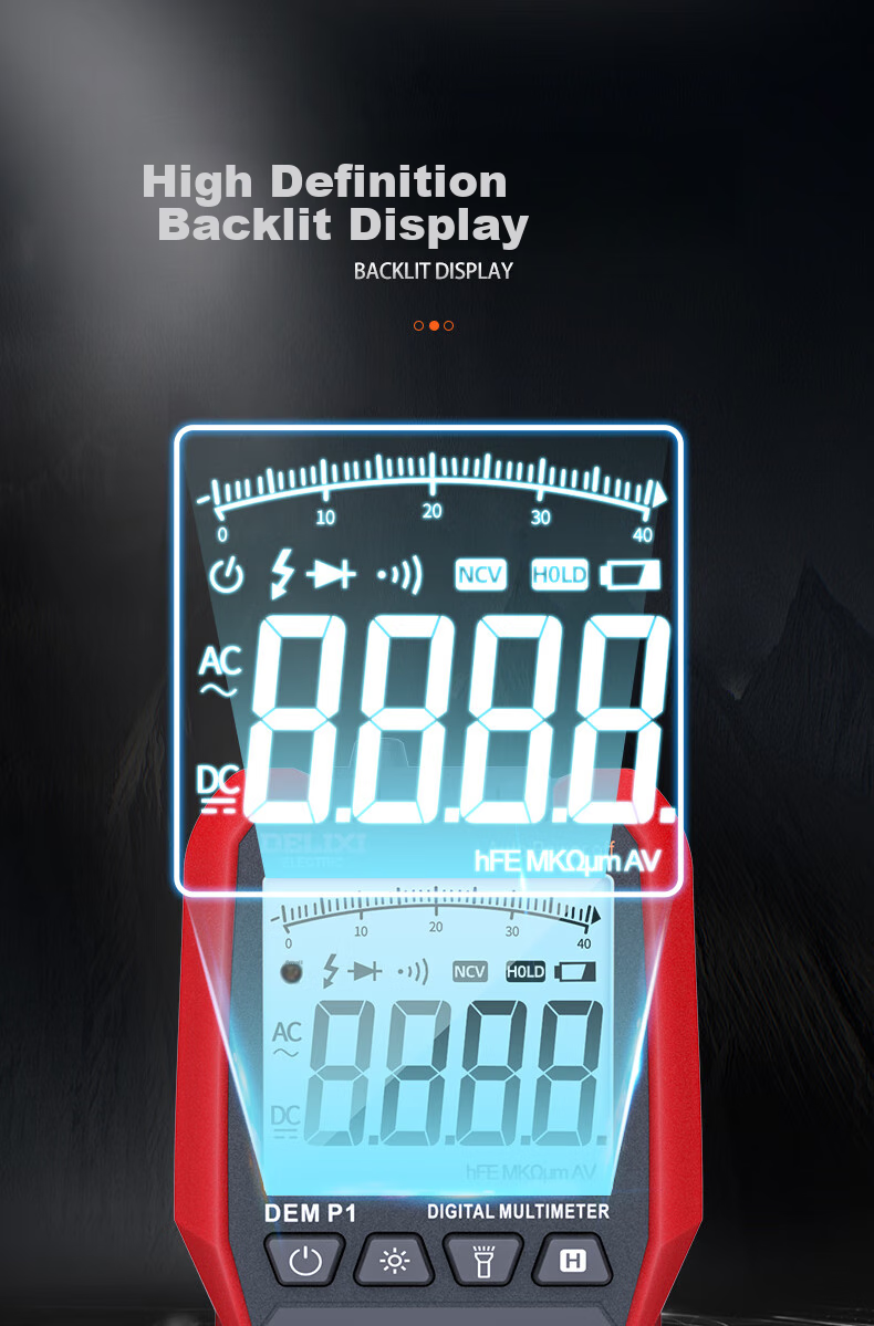 DELIXI ELECTRIC Multimeter 890C High Precision Household Anti-Burn Electrician Meter NCV Voltage Detector P3 Smart Multimeter P3 9