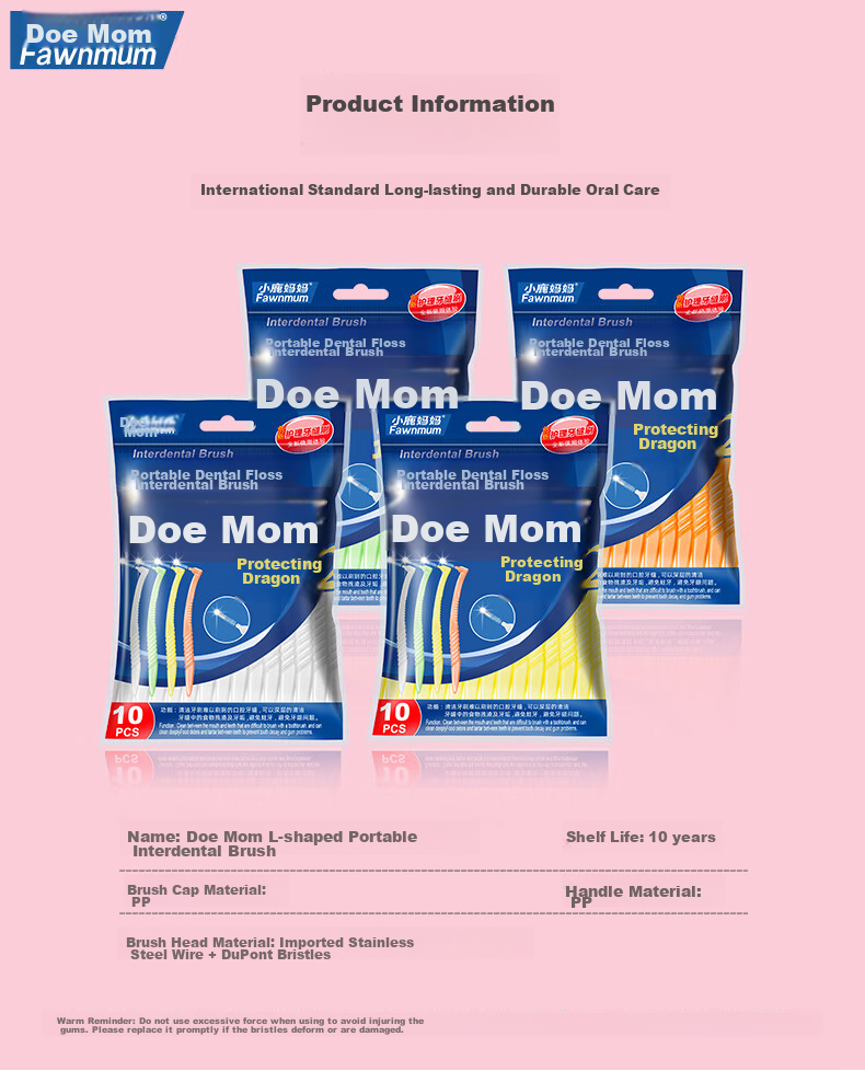 FAWNMUM L-Shaped Interdental Brush, Back Row Toothbrush, Dental Floss Brush, Teeth Cleaning Sss, 10 Pieces in Total (Random Packaging) 11