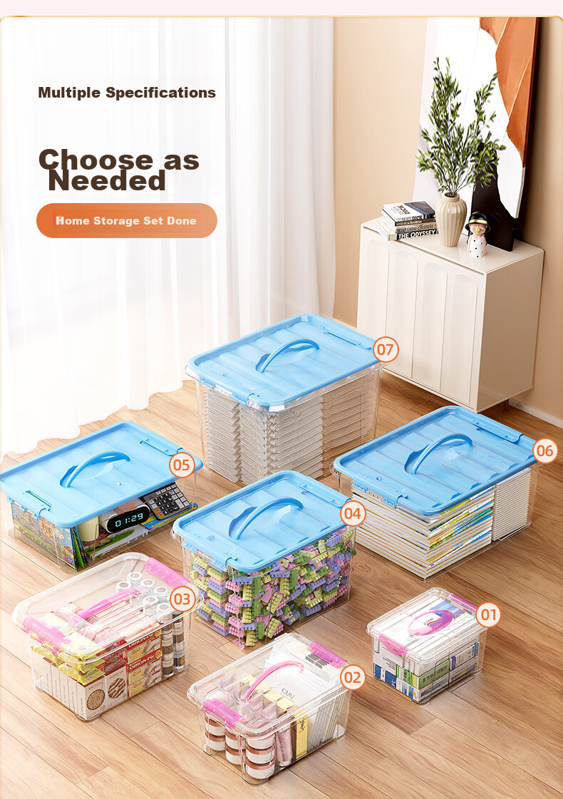 JEKO&JEKO Plastic Storage Box, Toy Organizer, Snack Container, Medicine Case, Pill Box, Storage Bin, 10L, Set of 3 3