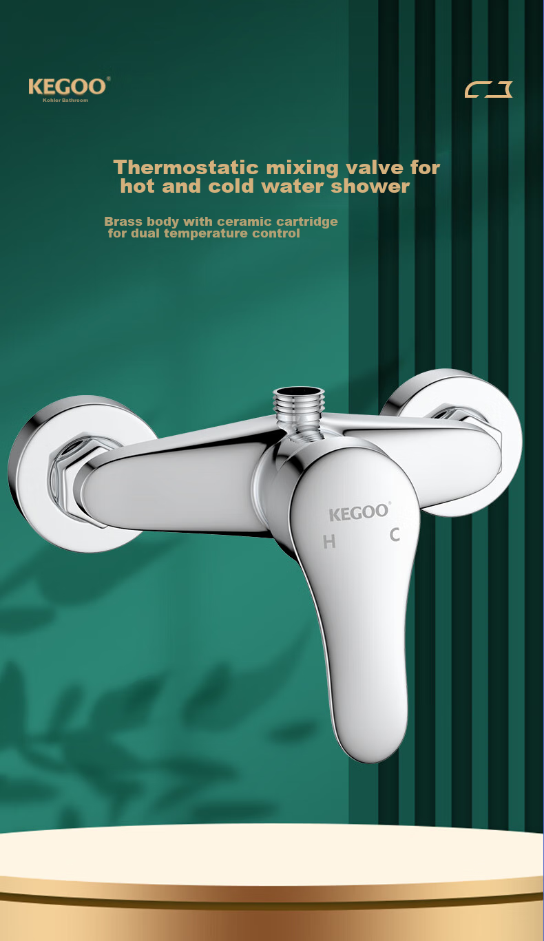 KEGOO Brass Shower Faucet Set, Hot And Cold Mixing Valve Concealed Installation Shower Head Switch Bathroom Rain Shower K211107 2