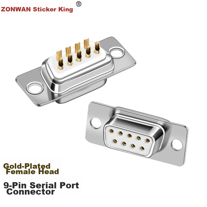 ZONWAN Nine-Pin Serial Port Head DB9 Solder Female Connector, RS232/485 Plug Solder Wire Gold-Plated Female Connector, 2-Pack ZW-DB9