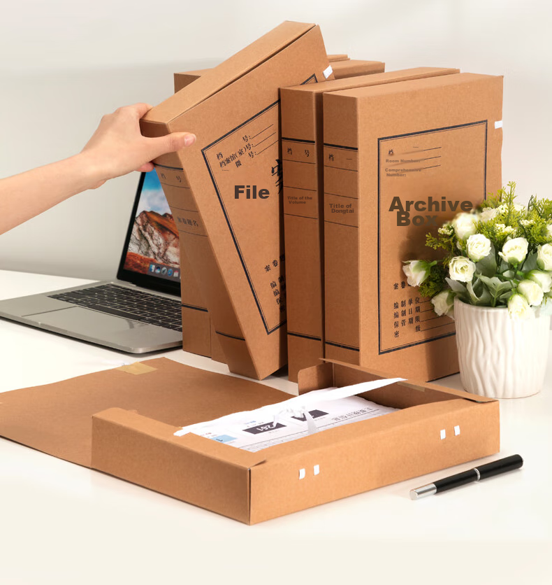Deli 10 Pieces, 50mm, 250g Kraft Paper File Boxes, Document Storage Boxes, Thickened File Boxes, Financial Document Storage, Exam Organizer P05922 13