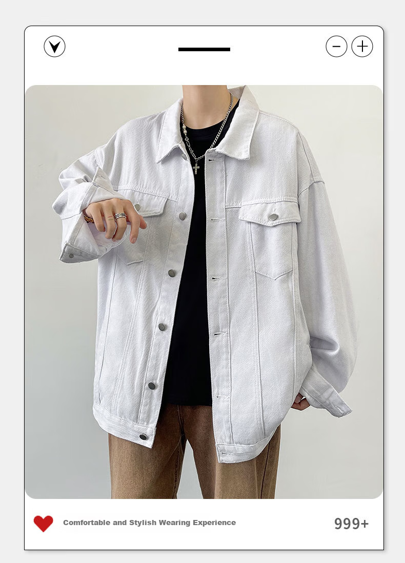 Dingfengbaoluo Casual Workwear Denim Jacket for Men, Spring Season Loose Fit Retro Lapel Versatile Coat HL38 Black L 1