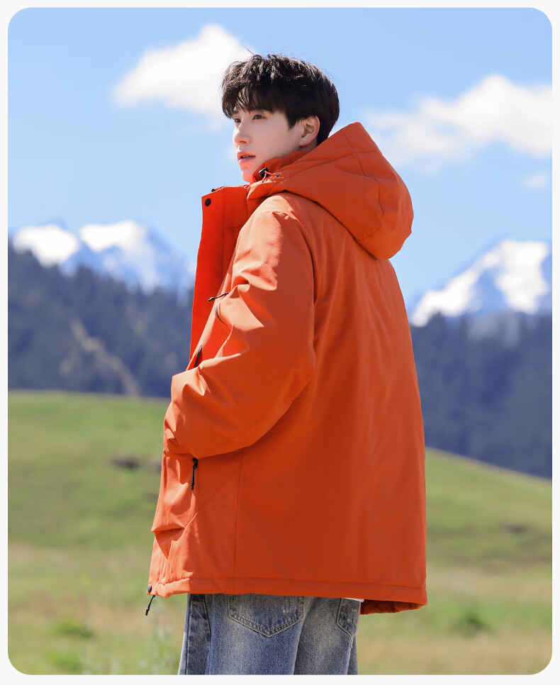 Guirenniao Men's Workwear Cotton Jacket Winter New Thickened Cold-Resistant Hooded Khaki L 4