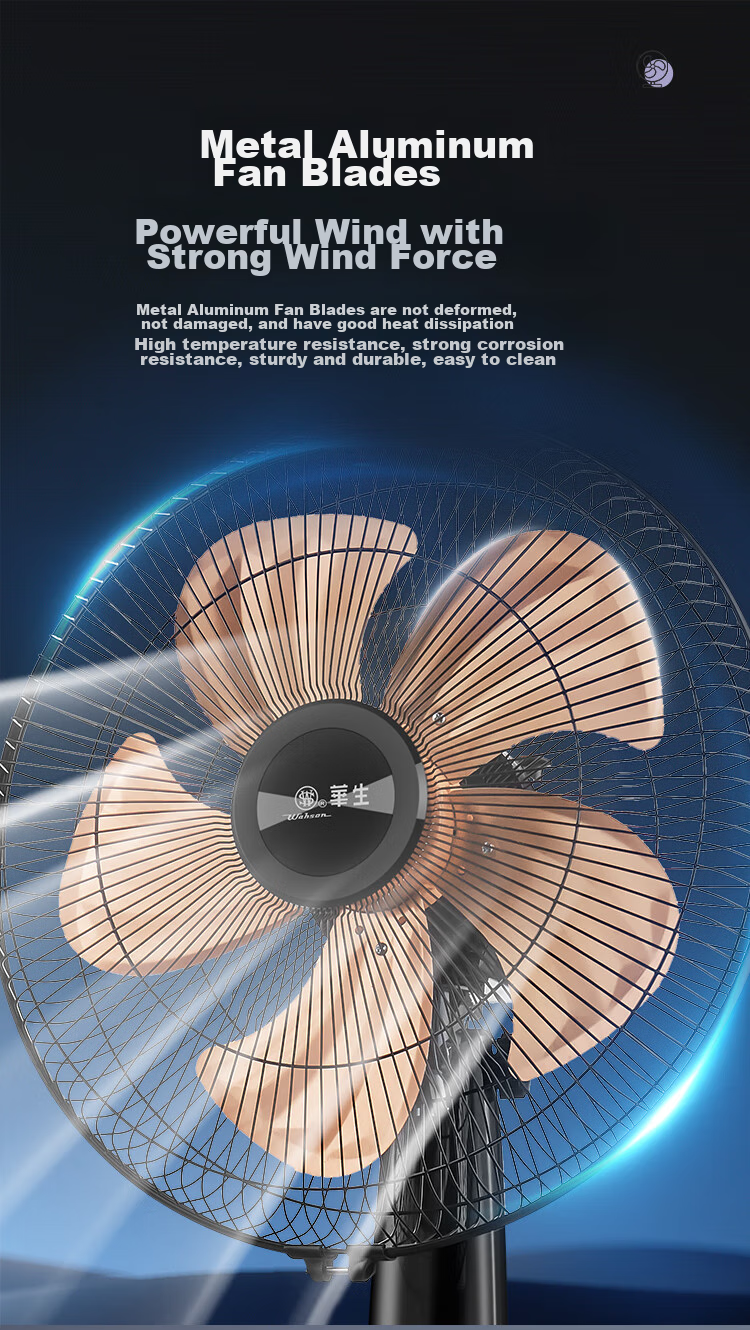Wahson Electric Fan / Pedestal Fan / Metal Aluminum Blade Fan / Low Noise High Airflow Dormitory Office Fan Business Home Energy-Saving Standing Fan FS-D1403 3