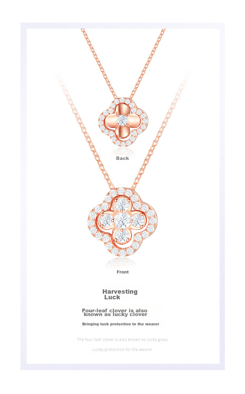 CHOW TAI SENG Four-Leaf Clover Necklace Silver Necklace for Women, 2026 New Light Luxury High-End Birthday Gift for Girlfriend Or Best Friend 3