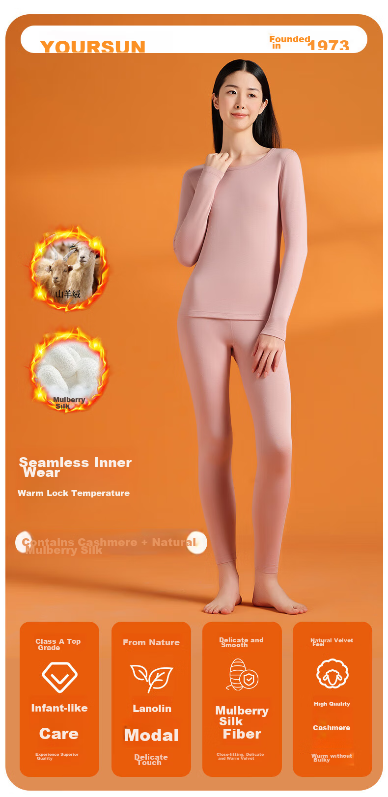 Yiershuang [Containing Cashmere And Silk] Women's Thermal Underwear Set, Cotton Base Layer Autumn Top And Pants for Wome 2