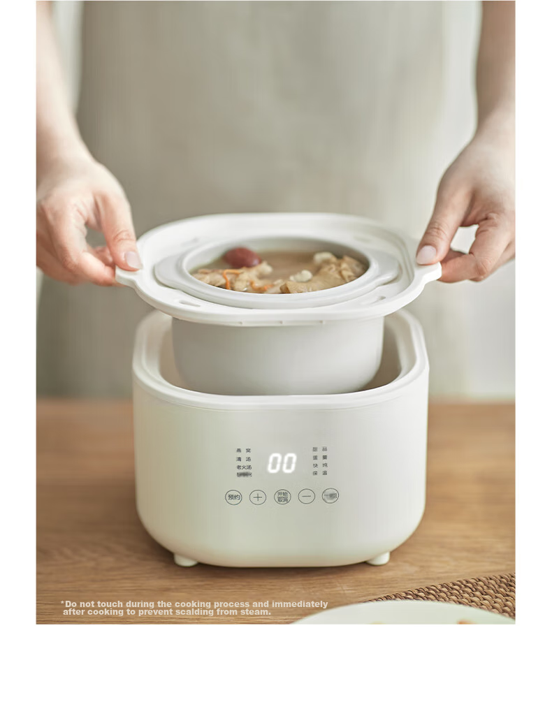Olayks Instant Electric Stew Pot, Electric Stew Cup, Double Boiler, Soup Pot, Bird's Nest Stew Pot, Steamer Pot, Baby Food Cooker for Porridge, 1L with Steamer Basket 24