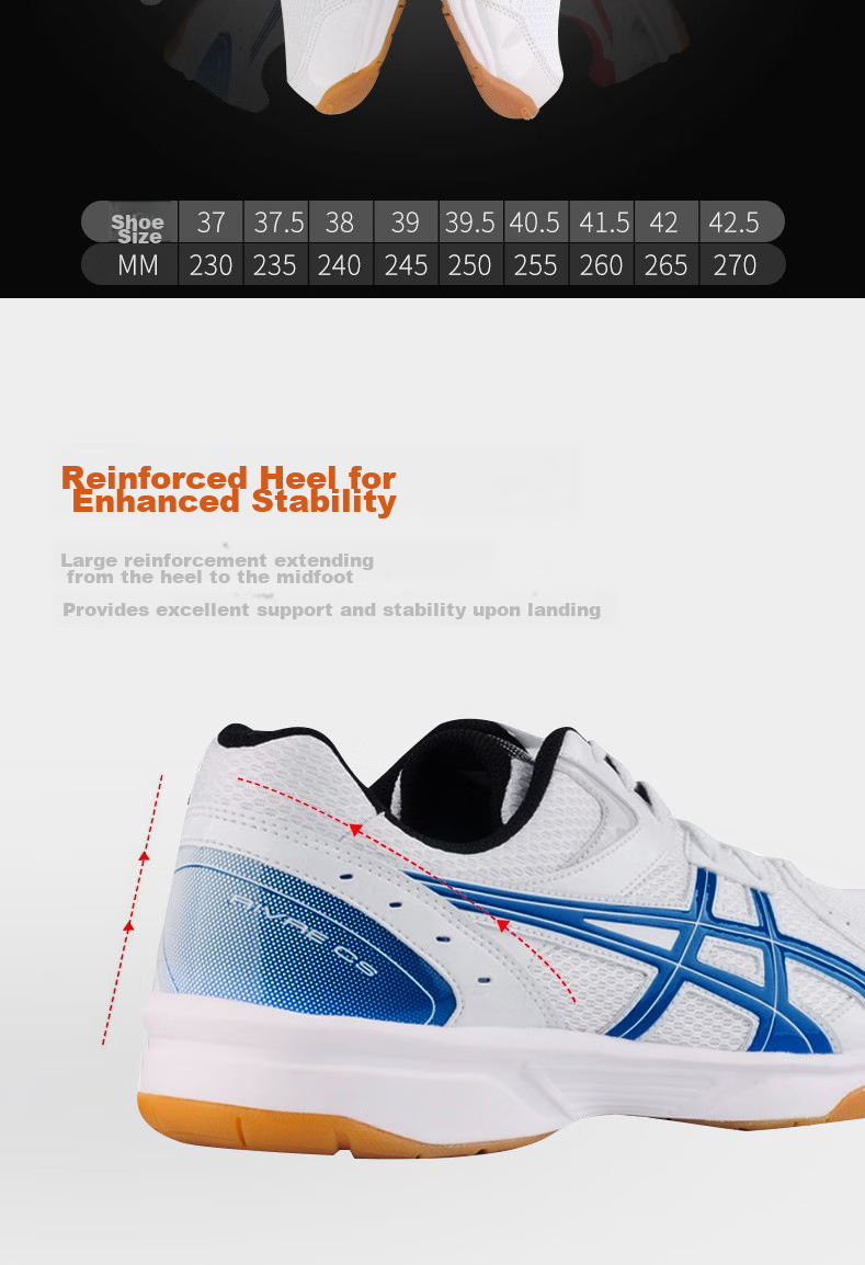 Asics Table Tennis Shoes, Badminton Shoes, Indoor Comprehensive Zhuolu Series 1053A034 1053A034-101 41.5 9