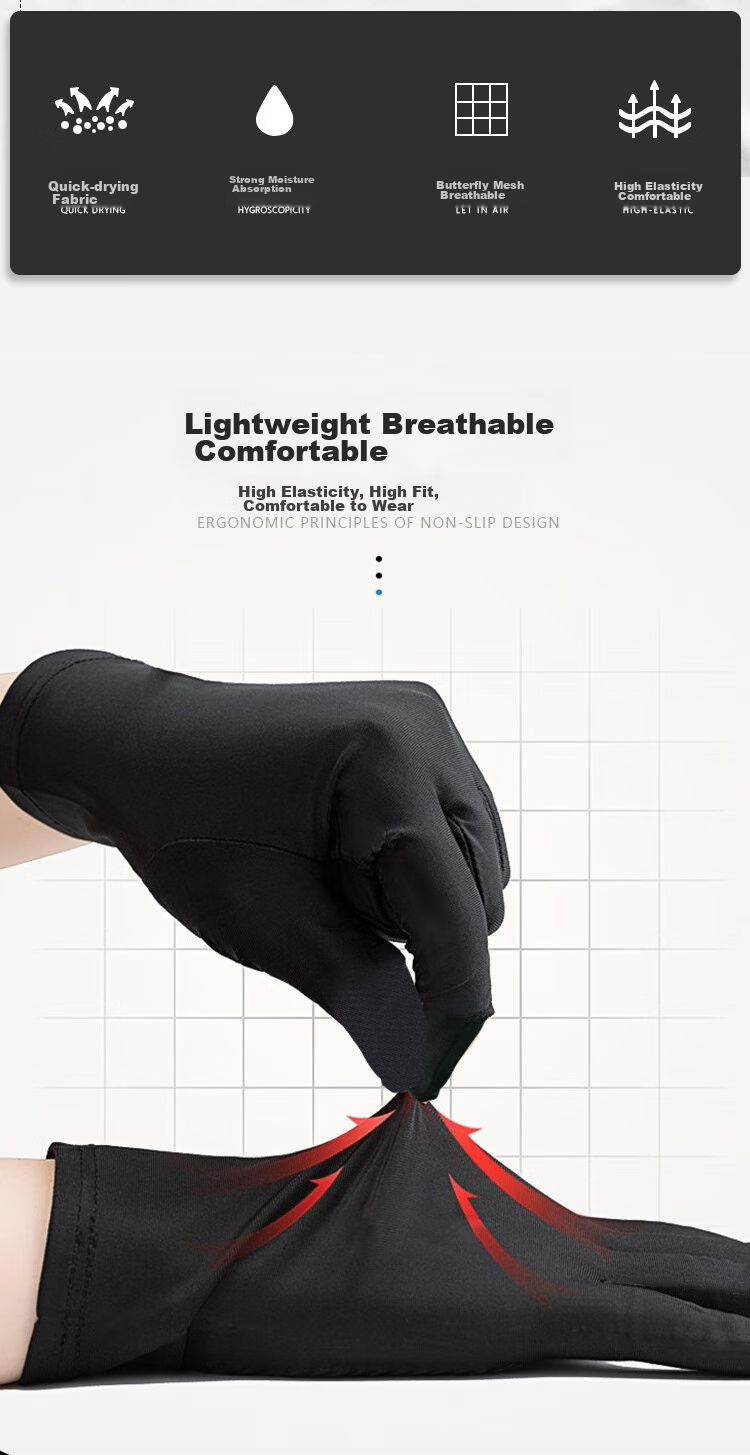 LIVEX Billiard Three-Finger Gloves, Billiard Gloves for Men And Women, Universal Left And Right Hand Gloves, Breathable Fingerless Gloves 2