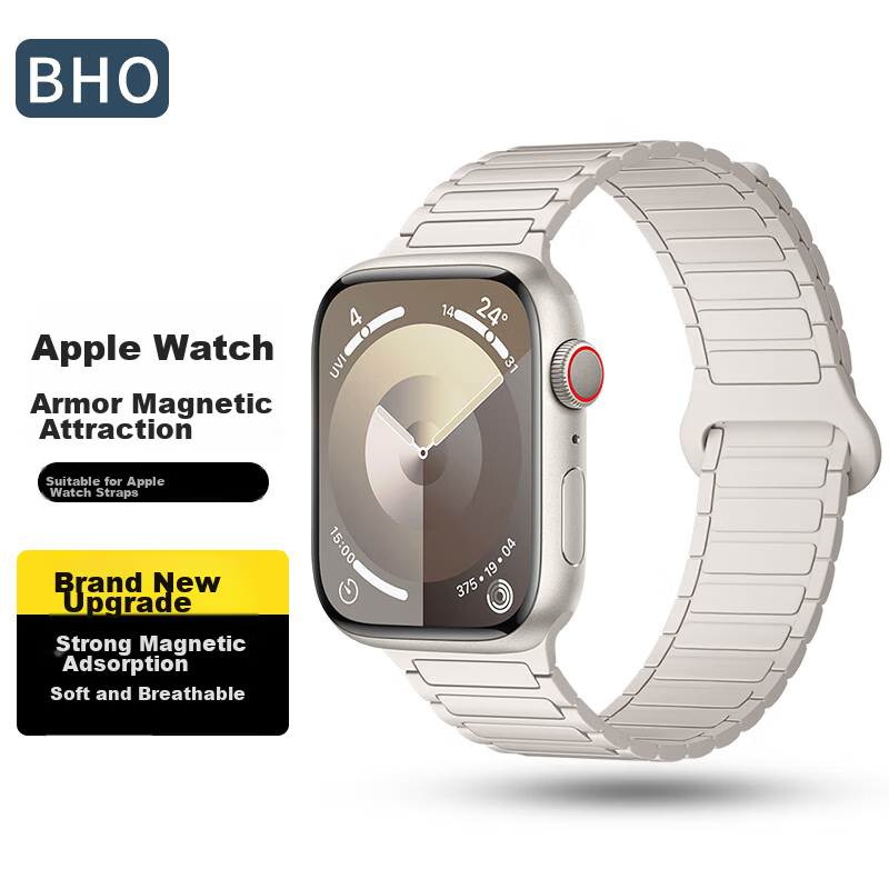 Ремешок BHO для Apple Watch S11/S10/SE3, силиконовый, двойной цвет, магнитная застежка, 38/40/41 мм