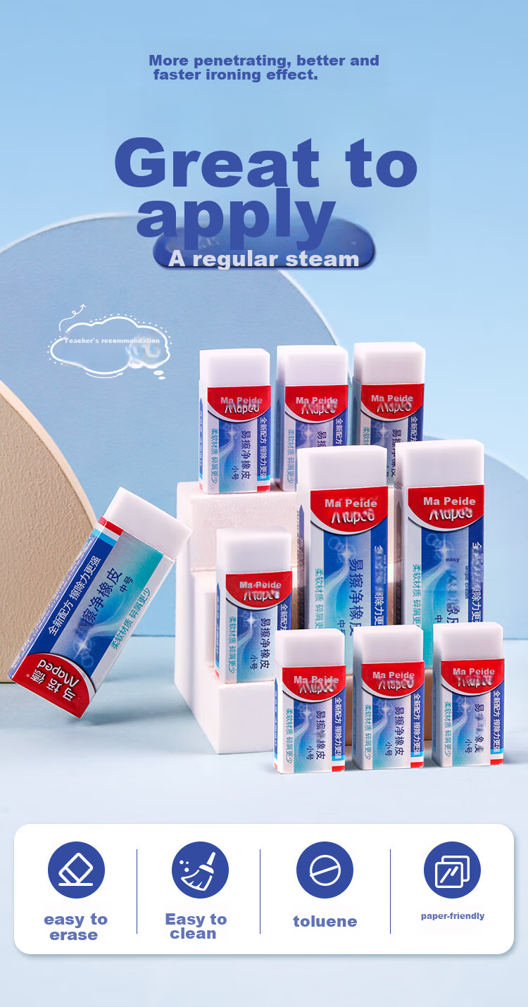 Maped Erasable Eraser Medium Size 2 Pieces, Student Drawing Exam Art Eraser, Clean with Less Residue, No Trace, for Primary School Students, Xiangpei Children's Stationery 105822CH 1