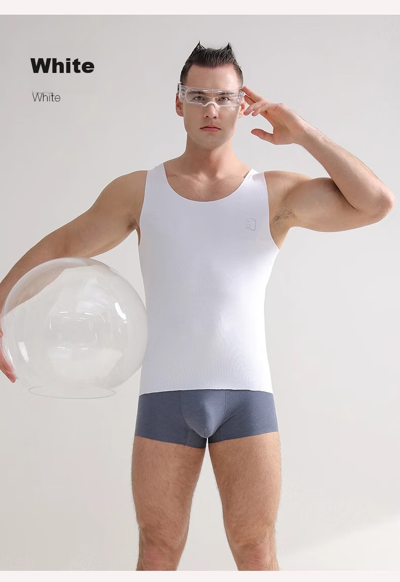 MiiOW [2-Pack] 80s Modal Men's Tank Top, Summer Thin Ice Silk Seamless Sports Quick-Dry Undershirt 12